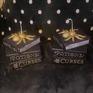 Halloween Spell Book Candles with Gold Spider
